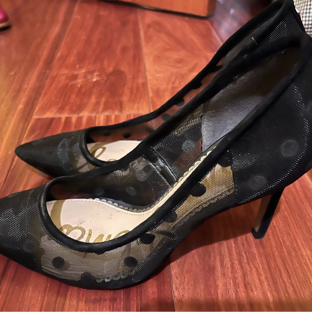Sam edelman mesh polka dot pumps